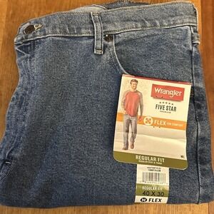 Wrangler Mens 40x30 Five Star Premium Relaxed Fit Denim Jeans NEW mid-Rise